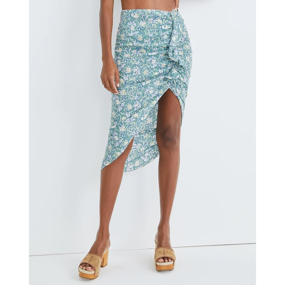 Veronica Beard Hazel Floral Asymmetric Ruffle Skirt Seafoam NWT Size M $298 - Picture 4 of 16